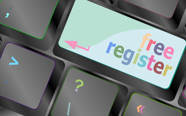 Poster - free register computer key showing internet login vector keyboard key. keyboard button. Vector illustration