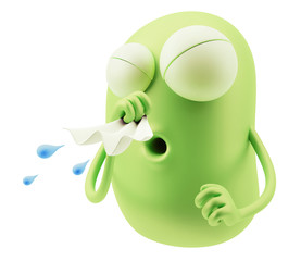 Poster - Sneeze Emoji Cartoon. 3d Rendering.