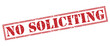 no soliciting red stamp on white background