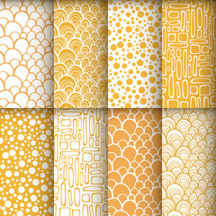 Wall Mural - Decorative doodle geometric seamless patterns set