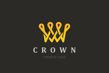 Crown abstract Logo design vector template...Creative Vintage Looped Logotype concept icon.