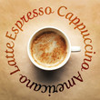© Africa Studio - Writing words Espresso, Cappuccino, Americano, Latte around cup of coffee