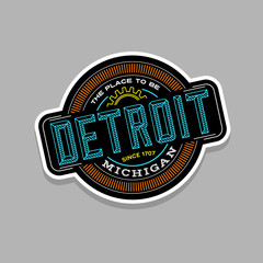 Detroit, Michigan linear emblem design for t shirts and stickers