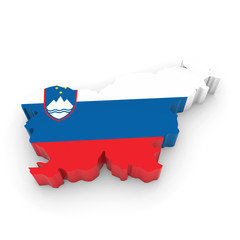 3D Illustration Map Outline of Slovenia with the Slovenian Flag