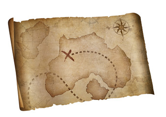 Wall Mural - old pirates treasure map isolated with clipping path included