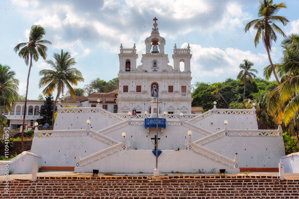 Our Lady of Immaculate Conception Church in Panjim - one of oldest churches in Goa. Panjim (Panaji) - obrazy, fototapety, plakaty 