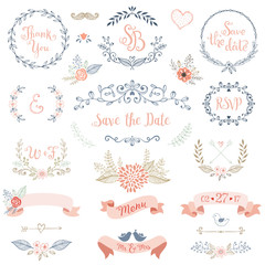Wall Mural - rustic wedding design set