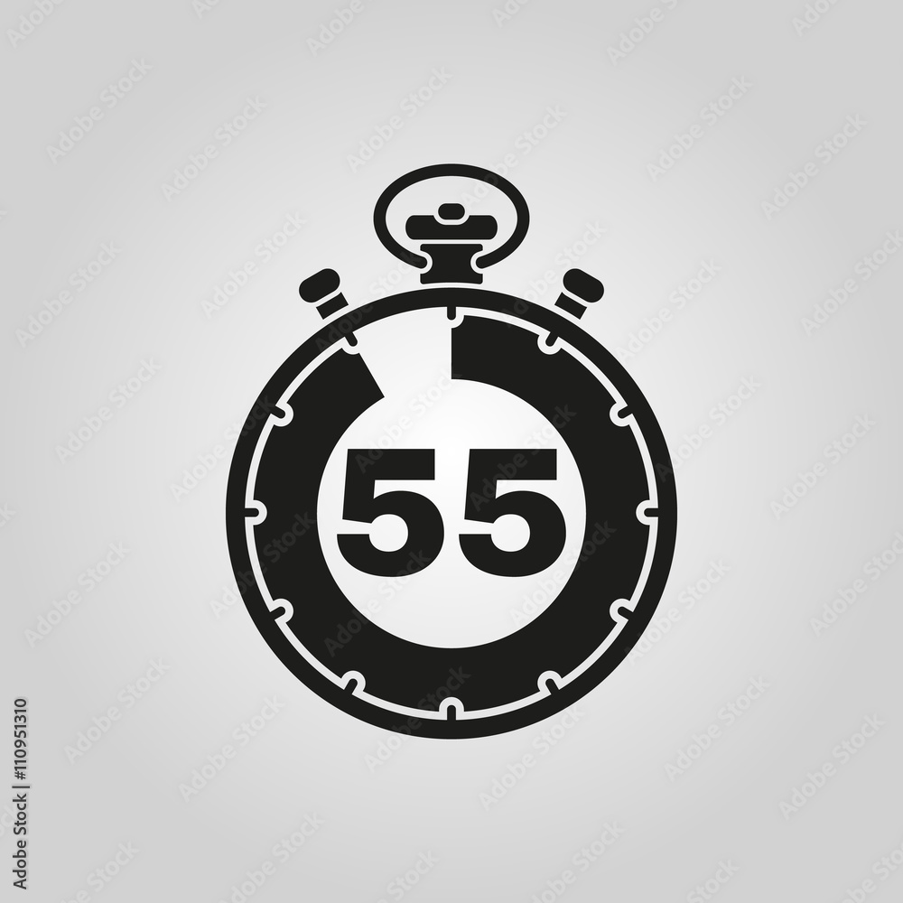 The 55 seconds, minutes stopwatch icon. Clock and watch, timer ...
