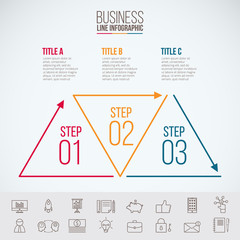 Fototapete - Thin line flat triangles for infographic.