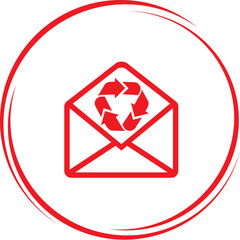 Canvas Print - mail with recycle symbol.