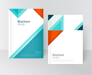 Wall Mural - brochure, leaflet, flyer, cover template. modern geometric abstract background blue & red triangles.