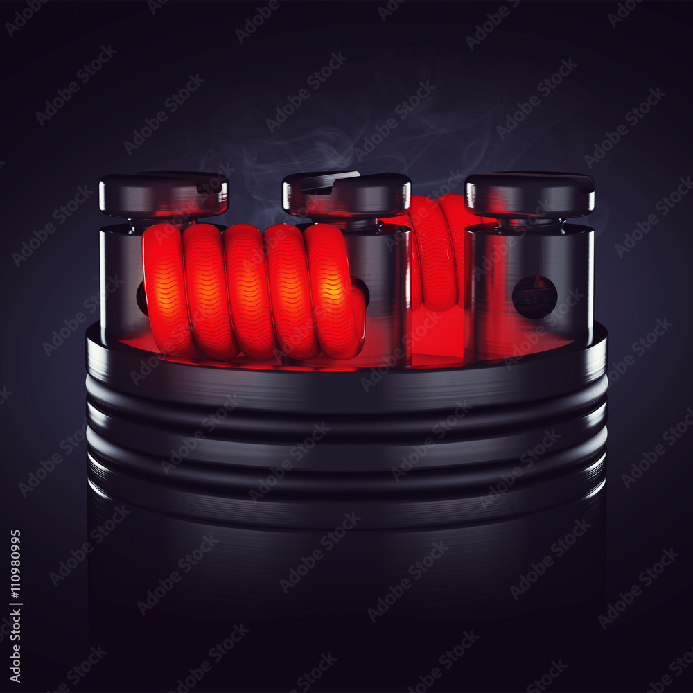 Vape mod in smoke. 3d render. Stock Illustration