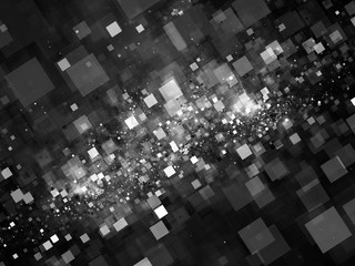 Glowing squares in space abstract background intensity map