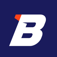 B letter sport logo design template.