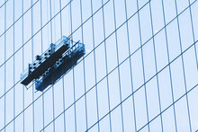 Suspended Window Cleaning Platform On Glass Building