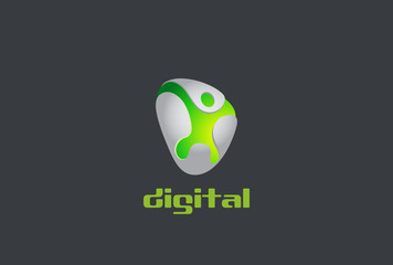 Poster - digital man game logo emblem character design vector dynamic