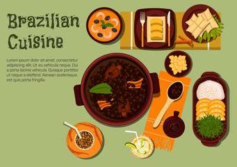 Wall Mural - Brazilian dinner with feijoada stew flat icon