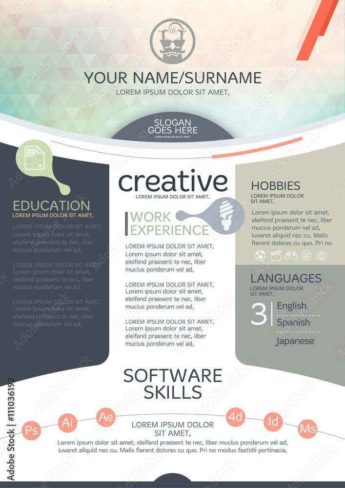 Vector resume template. Stock Vector | Adobe Stock