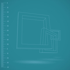 Aufkleber - Three rectangular 3D frames blueprint
