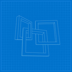 Aufkleber - Three rectangular 3D frames blueprint