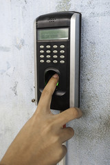 Finger print scan for enter security system