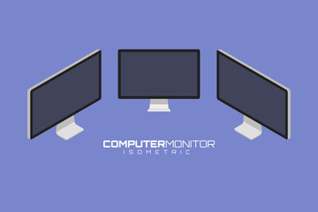 Poster - Computer icon set vector graphic illustration. Isometric view of the front, right, left and