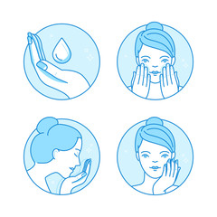 Poster - Vector set of linear icons, illustrations and infographics desig