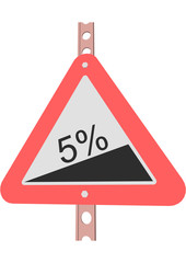 Traffic Sign Steep incline 5%