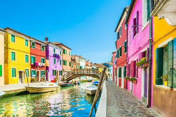  Colorful houses in Burano island near Venice, Italy