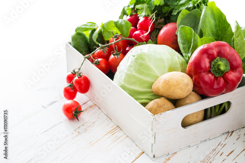 Fotografía Selection of fresh vegetables from farmers market