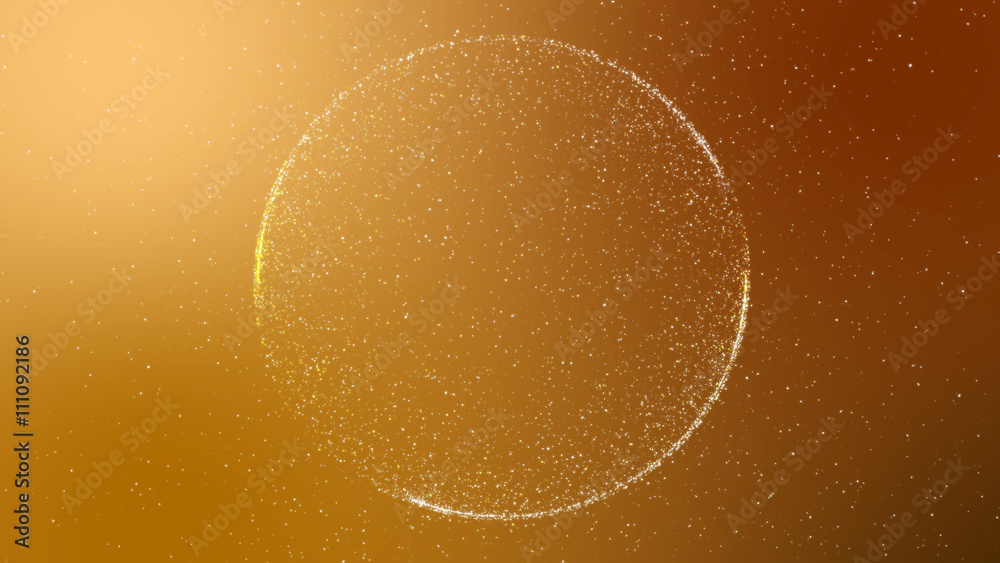 Abstract orange background with circular shape formed of small p Stock ...