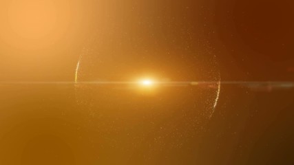 Poster - abstract orange background intro with circular shape formed of small particles. light ray effect, uh