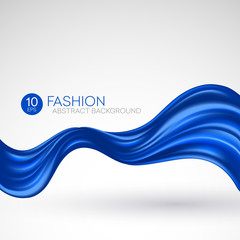 Blue flying silk fabric. Fashion background. Vector illustration