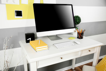 Wall Mural - Modern workplace with computer on the table