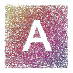 Fototapete - Hand made letter A drawn with graphic pen on white background