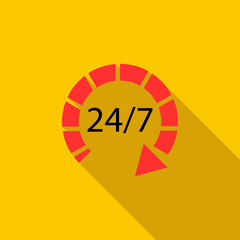 Poster - 24 hours customer support service icon, flat style