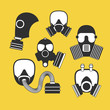 Gas mask vector set. Gas mask for firefighters and military. Res