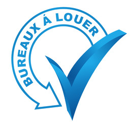 bureaux à louer sur symbole validé bleu