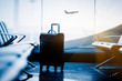 © kalafoto - airport interior with flying airplane outside,chongqing china.