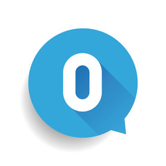 Number zero 0 speech bubble blue