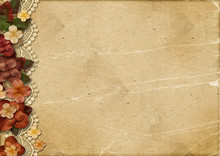 Vintage Background With Flowers And Lace