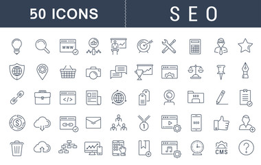 Wall Mural - set vector flat line icons seo