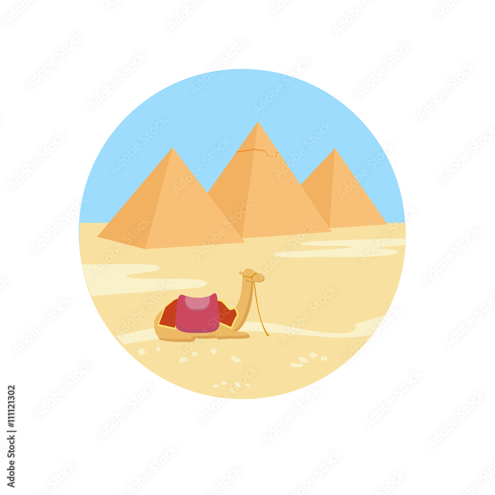 Egyptian pyramids vector icon sign. Egypt Cairo capital monument. World ...