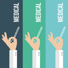 Three Hands Taken Measure In Blue And Green Lines Backdrop