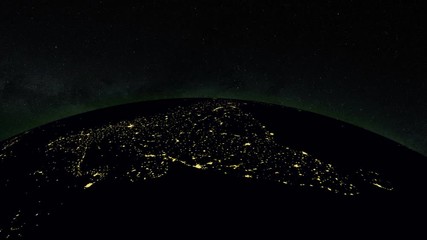 Poster - Planet earth at night with space background, 3d rendering