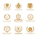Fototapeta  - Luxury logo set,Best selected collection,Hotel logo,crest logo set,boutique logo,fashion logo, premium logo design.Vector logo Template