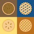 Pie icon set, pecan, blueberry , apple, potato, flat design, set 1