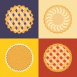 Pie icon set, raspberry, cherry, blackcurrant, apple, pumpkin, flat design, set 2