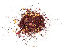 Mixture Herbal Floral Fruit Tea With Petals, Dry Berries And Fruits. Texsture