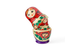 Russsian Nested Dolls Set On A White Background
